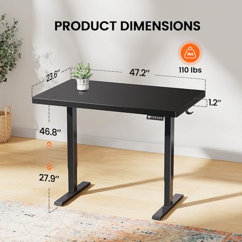 Image of ErGear Whole-Piece Desk Computer Workstation Ergonomic Memory Controller Height Adjustable Standing Desk, 40*24inch, Black