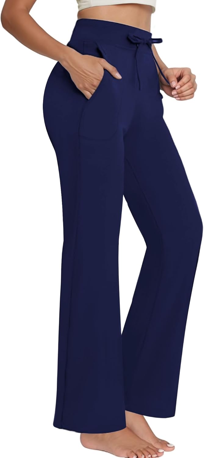 JEKAOYI Yoga Pants Women Flared High Waisted Stretch Drawstring Causal Pants Workout Gym with Pockets
