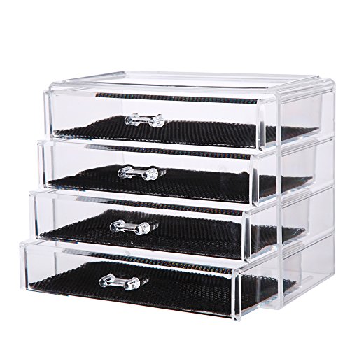 Vencer Cosmetics Makeup and Jewelry Storage Case Display (4 Large Drawers) VMO-017