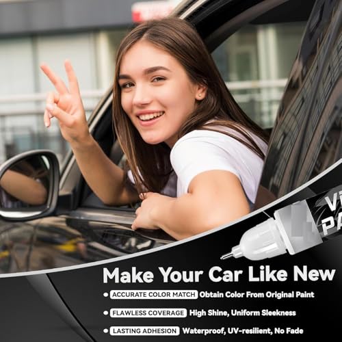 Image of DUNGRANI White Car Scratch Remover Touch Up Paint Pen | Quick Dry Automotive Paint for Minor, Deep Scratches, Chips & Scuffs | Easy Applicator for Cars & Bikes (Silver)