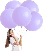POPOYU Macaron Lilac Purple Balloons 18 inch Large Balloon, 5pcs Pastel Light Purple Big Thick Natural Latex Birthday Helium Balloons for Baby Shower Wedding Festival Kids Party Decorations