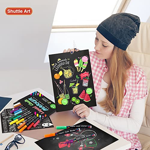 Shuttle Art Chalk Markers, 15 Vibrant Colors Liquid Chalk Markers Pens For Chalkboards, Windows, Glass, Cars, Water-Based, Erasable, Reversible 3Mm Fine Tip For Office Home Supplies #TOP6