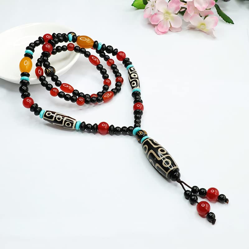 Amazon.com: 西藏九眼天珠项链玛瑙玉髓套链彩宝珠宝饰品: Health