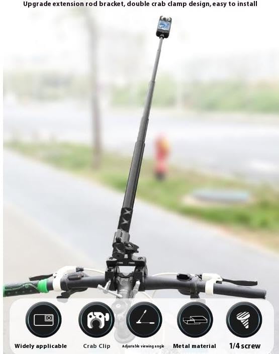 Coyktonty Bicycle Motorcycle Handlebar Adapter Bracket Set for Osmo 360/Insta360 X5/X4/Insta360 Ace Pro/DJI Pocket 3 2 1 /Gopro Series,Action 5 Pro/4,The Double Crab Claw Design is with Selfie Stick
