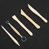 [Variété de formes] : Chaque ensemble comprend 5 outils avec des manches en bois, offrant différentes formes de sculpture pour la créativité.