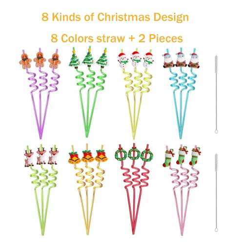 24 pitillos navideños decorativos con 2 cepillos de limpieza miniatura 3