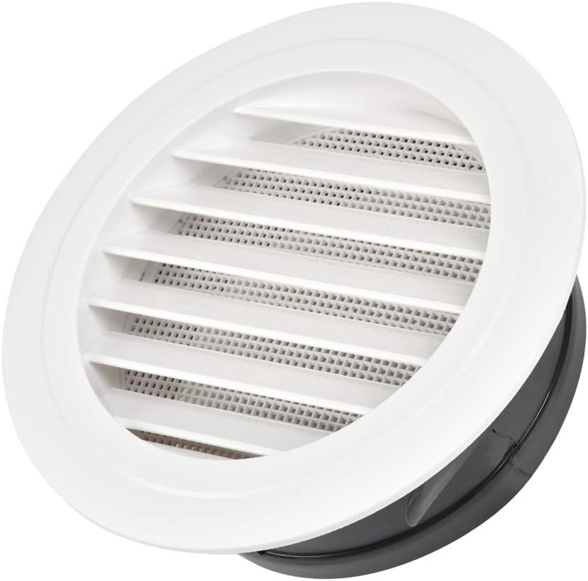 FOCCTS Air Vents Louver 8 Inch, ABS Round Vent Louver Grille Cover White Soffit Vent with Built-in Fly Screen Mesh for Kitchen, Bathroom, Office