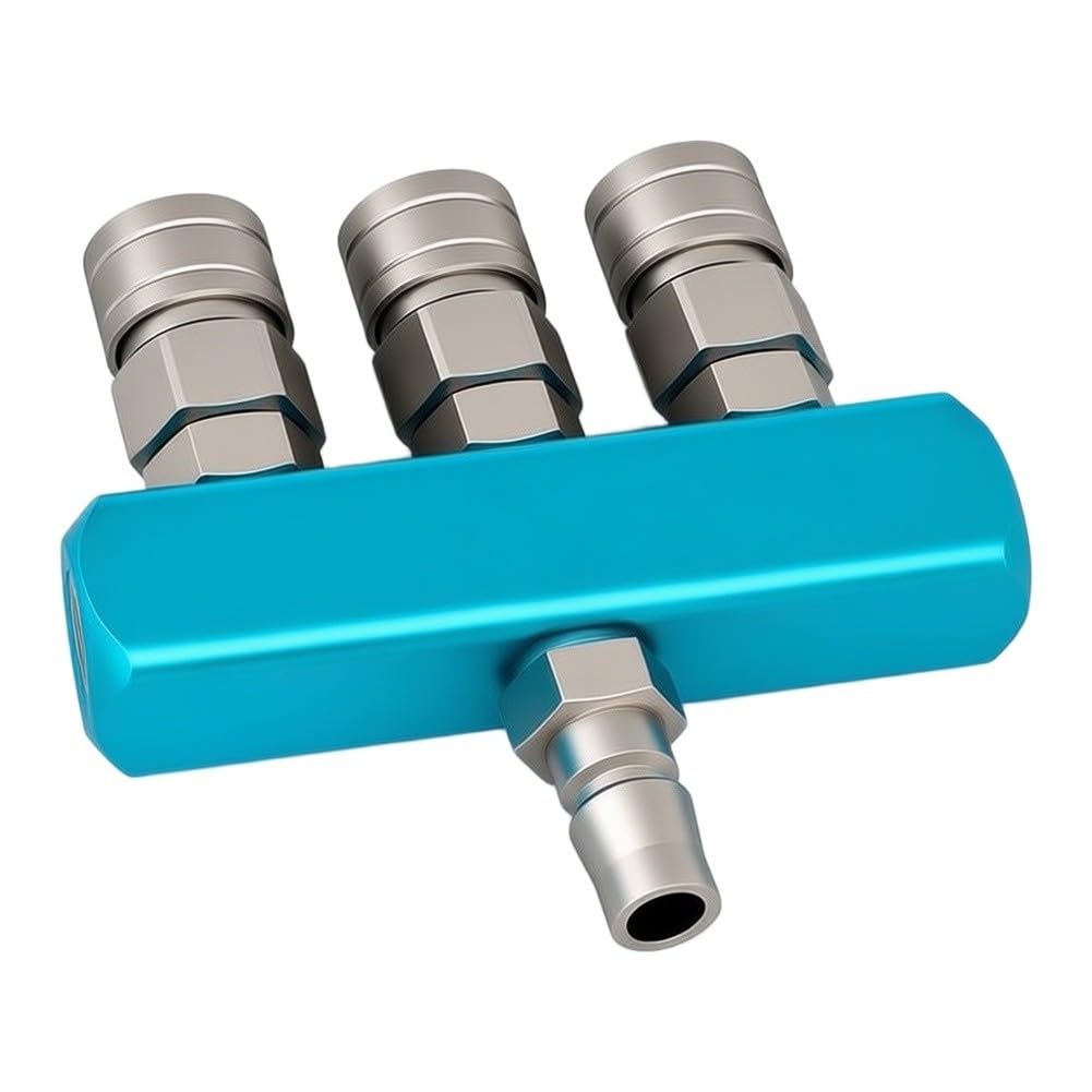 FABULETTA Distributore d'aria a 3 vie a 4 porte in alluminio con attacco rapido e connettore NPT da 1/4"