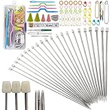 Material: estas agujas de tejer están hechas de acero inoxidable, que es ligero y se teje suavemente. Fácil de pasar a través del hilo, de diseño ergonómico liso.