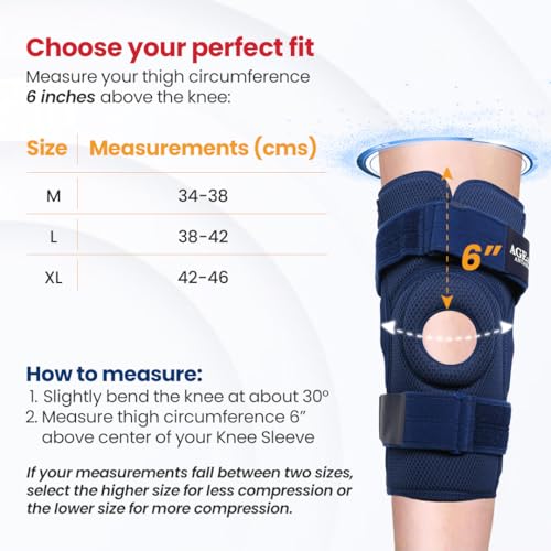 Image of AGEasy (Max Group Premia Hinged Knee Sleeve | Knee Brace For Sports, Pain Relief, Compression Support, Exercise, Running, Cycling | Soft & Lightweight (Large)