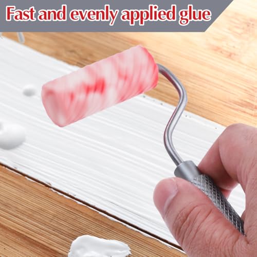 RANJIMA Leimroller Holzleim mit Silikon Farbwanne, Wiederverwendbare Leimwalze Leimpinsel Leimspender für Handwerk, Holzbearbeitung und Größere Klebeprojekte, Schnell und Gleichmäßig Auftragen, Rot