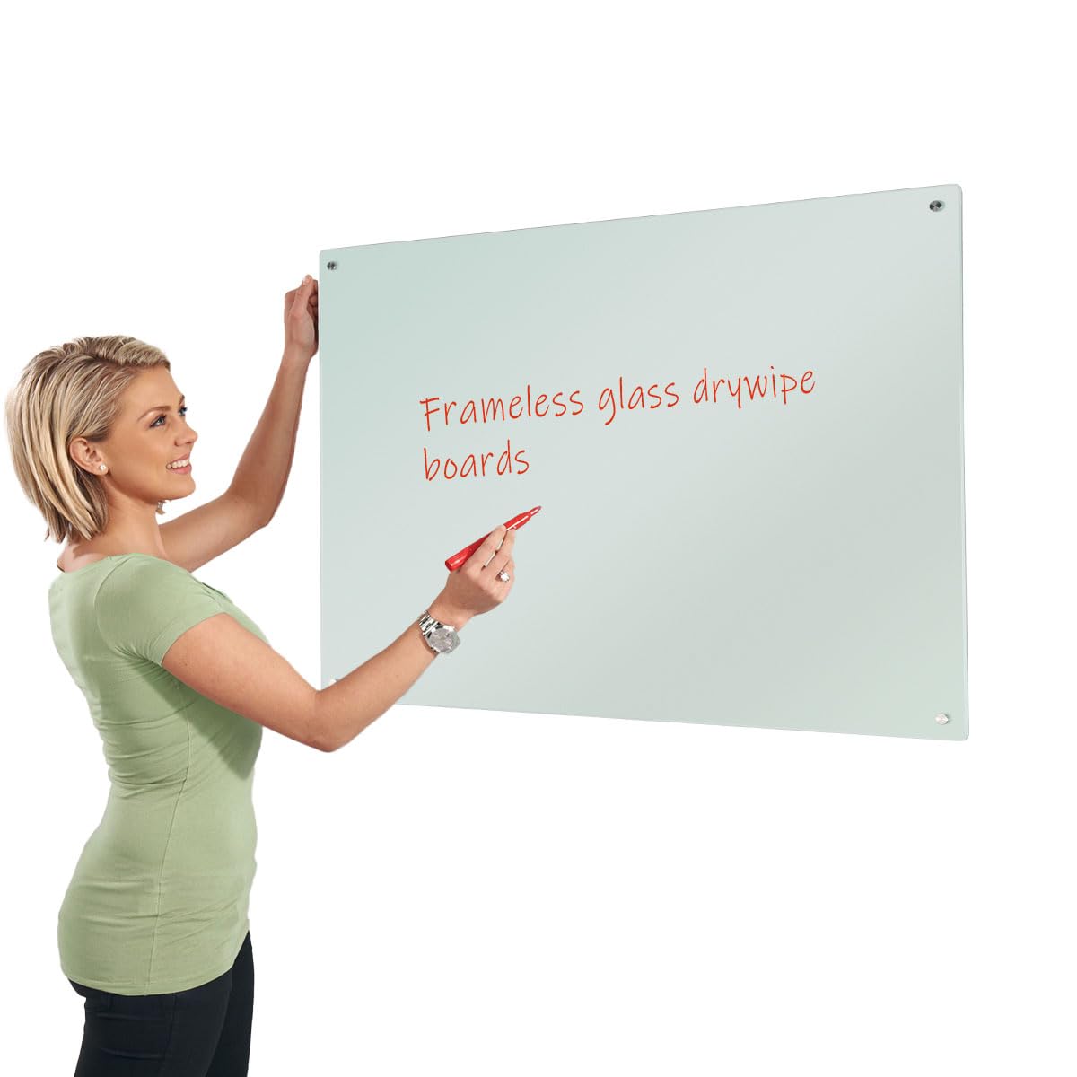 Magnetic Glass Whiteboard, 65 x 100 cm, Prestige Frameless Smooth Surface with Steel Backing, Wall-Mounted, 8 Sizes to Choose from - Office, Training & Education, Estates & Facilities