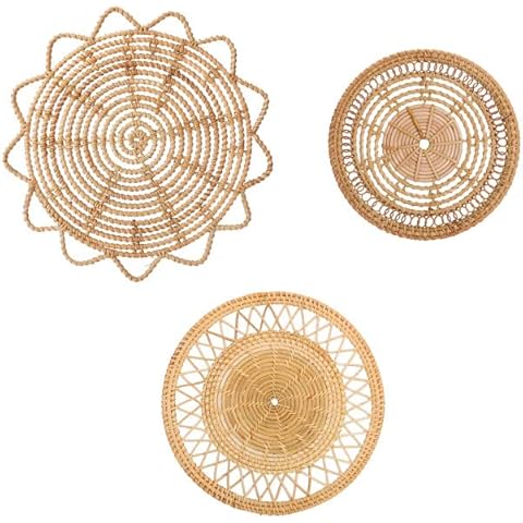 MSUIINT 3-teiliges Boho-Hängekorb-Set aus geflochtenem Korbgeflecht Cover