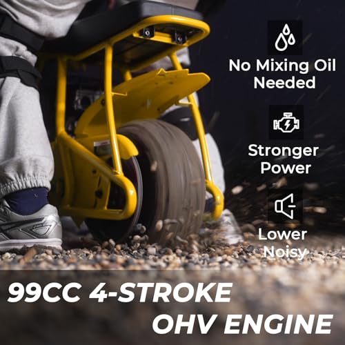 Image of FRP Mini Dirt Bike GMB100, 99 CC Gas Powered 4 Stroke 3HP, Off Road Mini Bikes for Kids and Adult, Trail Bike Up to 28 Mph, Weight Support Up to 220 LBS (Yellow)