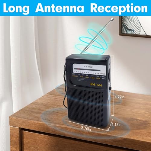 Image of Portable AM FM Radios,Small Radio with 3.5 Input for Headphones Earphone Analog Tuning,Transistor Pocket Radio with Hand Strap,Used for Outdoor /Indoor /Traveling /Gift for Parents (K50-Small)