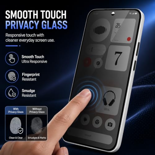 Image of FIRST MART Privacy Tempered Glass for Nothing Phone (4b) With Cable Guard & Installation Kit | Anti-Spy 9H Screen Protector, Edge-to-Edge, Case-Friendly | Black