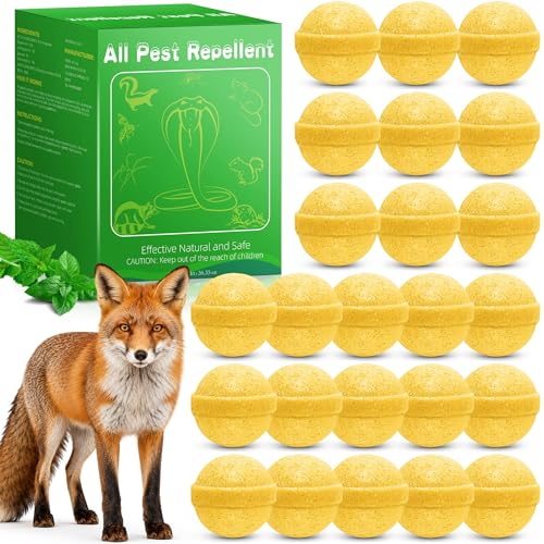24 Pack Peppermint Oil Fox Repellent - Natural Foxs Deterrent Long Lasting Protection Fox Repellant Indoor Outdoor with Textile Pouch for Easy to Hanging Orchard