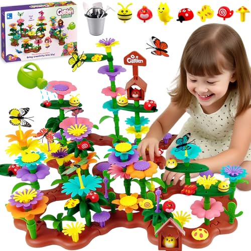 wohot Jouets de Construction de Jardin de Fleurs pour Fille 3 4 5 6 Ans, Jardin de Fleurs Construction Jouet, Ensembles de Bouquets de Bricolage, Jouet de...