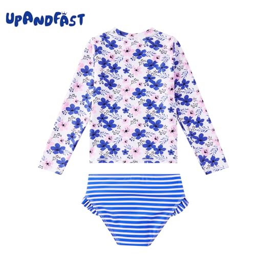 Image of upandfast Girls Rash Guard Set Long Sleeve Two Piece Swimsuit with UPF 50+ Sun Protection for Girls 3-8 Years