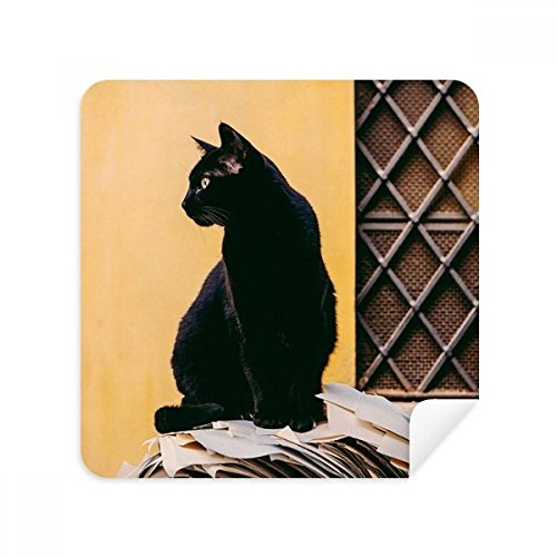 Chiffon écran téléphone daim anti-rayure motif chat noir pour verres de protection
