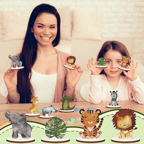 Geetery LEC-GEETERY-2253 12 Pcs Woodland Animals Wooden Animal Cutout Shapes Forest Painted Woodland Baby Shower Decorations Woodland Creatures Wood Table Centerpieces thumb #3