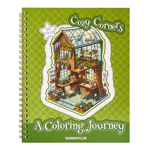 Cozy Corners Coloring Book for Adults,Spiral Coloring Book for Women, 30 Pages Single-Sided, Mom...