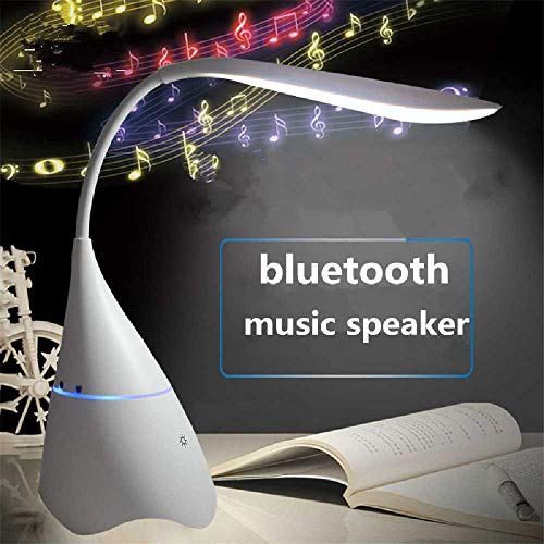 Preisvergleich Produktbild FENGZE Stereo Wireless Schreibtischlampe USB Wiederaufladbare Bluetooth Lautsprecher Licht Leselampe Augenlicht Student Schlafzimmer Weiß