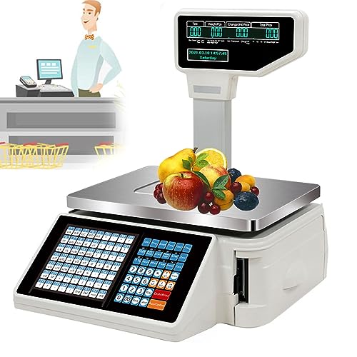 Báscula Comercial Digital con Impresora y Pantalla LCD Doble miniatura 1