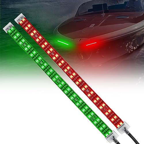 Boat Navigation Lights With Red and Green Bow, IP67 Waterproof LED Compatible With Kayak, Pontoon, Jon Boat - Night Fishing