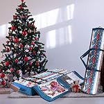 Hearth & Harbor Wrapping Paper Storage Container and Clear Wrap Paper Holder - Christmas Storage Bag with Interior Pockets - Fits Up to 36 Rolls of 40" - Tear Proof, Blue - Image 2