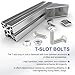 PATIKIL M5x16mm T-Slot Bolts, 16 Sets Drop-in Bolt Hammer Head with Hexagon Flange Nuts T-Bolt Stud Sliding Screw for 20 Series Aluminum Extrusion Profile, Silver
