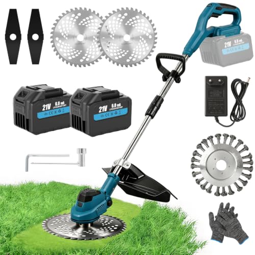 Warmfay 3-IN-1 21V Akku Rasentrimmer mit 2 x 6Ah Akkus und Ladegerät,