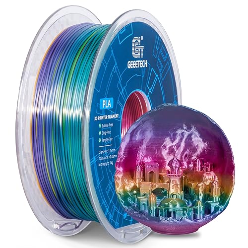 PLA filament 1.75mm Multicolor, GEEETECH Silky Rainbow 3D Drucker Filament PLA 1KG Spool, Color Gradient