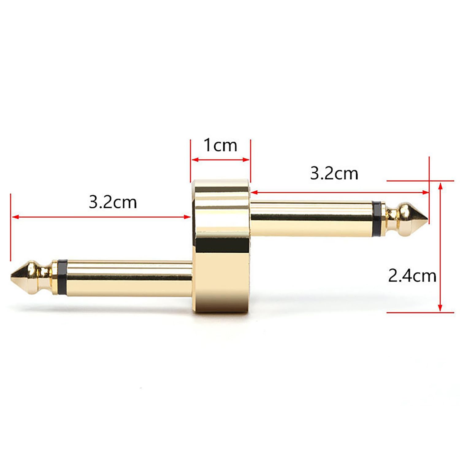Lot de 4 connecteurs de pédale de guitare, 6,3 mm de type Z pour pédales de guitare TS en cuivre mâle pour pédalier d'effet (gain de place, doré)