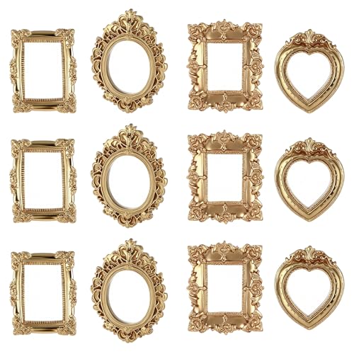 12 Pcs Vintage Resin Picture Frame, 4 styles Mini Picture