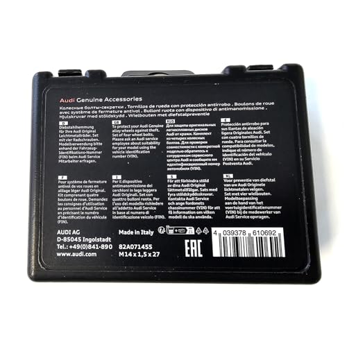 Audi 82A071455 Radsicherungsschrauben Radbolzen Radsicherung Felgenschloss M14x1.5x27, Schwarz