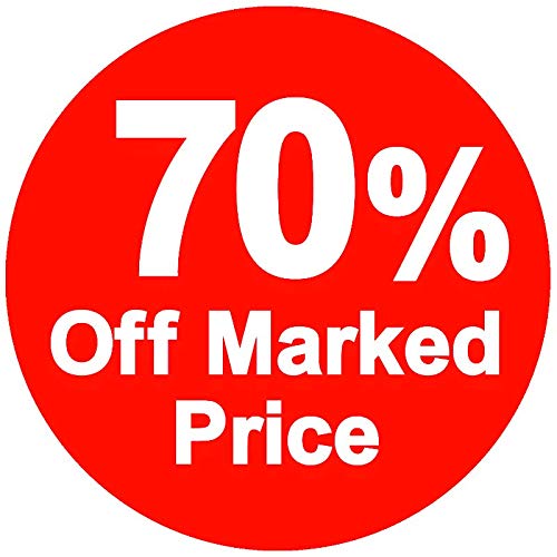 % Off Marked Price Tags 35mm Pack of 200 Red Round Sticker 70% Reduced Stickers Sale Stickers for Retail Store Easy Peel Self Adhesive Sticky Labels Removable Sale Tags for Retail Sticker Labels — image 1