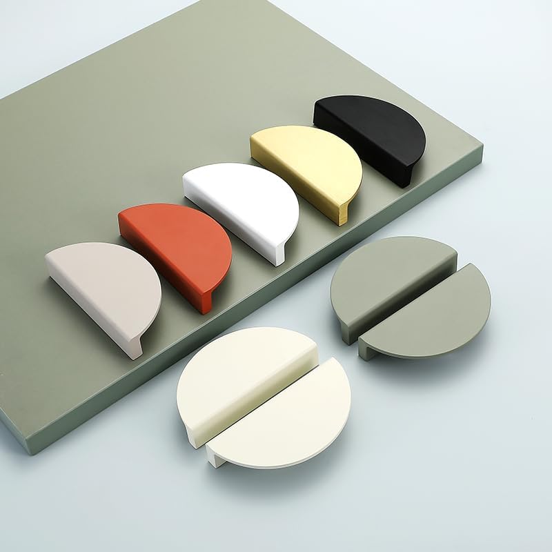 Miniatura 7 de Tiradores de cajón verdes de 2-12 pulgadas, 2 piezas (media luna de latón cepillado medio redondo, manijas de media luna, pomos semicírculos con