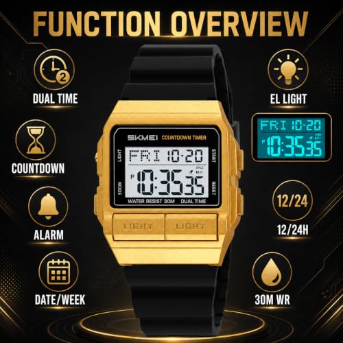 Image of MASTOP Retro Digital Watch for Men Vintage with Multi-Function & Stylish Design for Daily & Outdoor Use