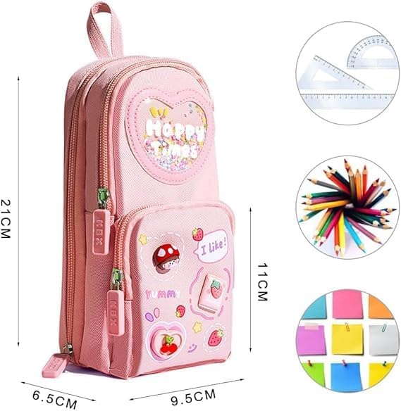 Image of Premium Pencil Case 6 Layer with 3 Compartment Cute Aesthetic Pencil Case for Girls Large Capacity Pencil Pouch Multifunctional Pouch for School Kids Cute Stationary Gift Pink