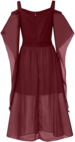 Miniatura 8 de Vestido punk gótico para mujer, con hombros descubiertos, manga de mariposa, vestido de Halloween, vestido de fiesta de cosplay de Navidad