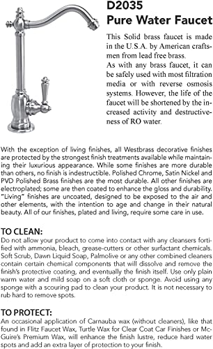 Westbrass Co130-05 9" Victorian 1-Lever Handle Cold Water Dispenser Faucet Kit With Under Sink In-Line Filter Unit And 2-Pack Replacement Cartridges, Polished Nickel #TOP7