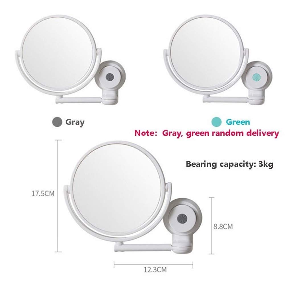 Specchio da trucco da parete con braccio girevole a 360 gradi ed estensibile, per bagno, bianco