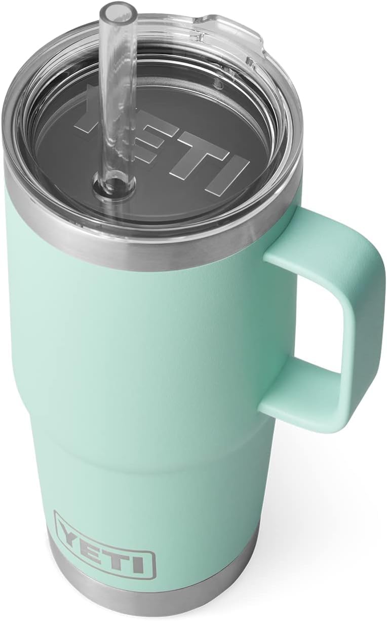 YETI Rambler Straw Mug, Stainless Steel Vacuum Insulated Mug with Straw Lid, Seafoam, 25 oz (739 ml), Seafoam - New