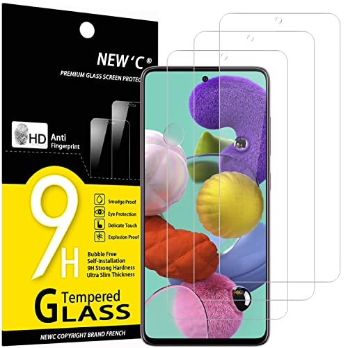 NEWC 3 Pack Designed for Samsung Galaxy A51 Screen Protector Tempered Glass Case Friendly Scratch Resistant Bubble-Free Ultra Resistant