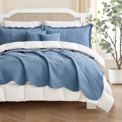 Image of Oversized Alaskan King Bedspreads 138x122, Paisley, Smokey Blue