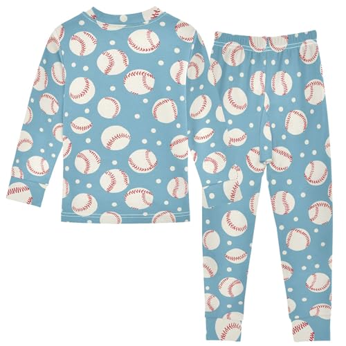 Baseball Cute Simple Pattern Cute Pajama Sets Long Sleeve Top and Pants, Snug Fit Sleepwear for Night Wears2