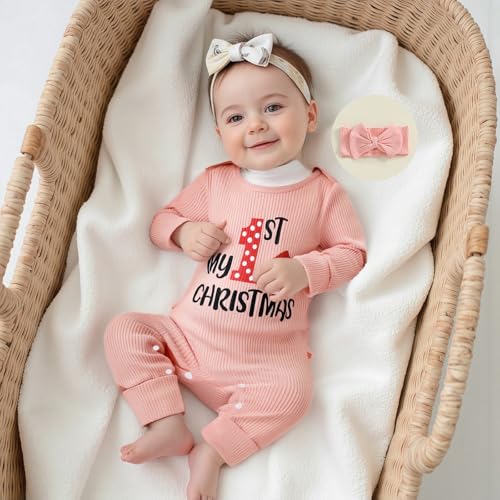 My First Christmas Baby Girl Outfit Newborn Long Sleeve Romper Onesie Infant Jumpsuit Fall Winter Clothes Outfits2