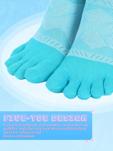 Image of Fourluoo 6 Pairs Women Cotton Athletic Toe Socks