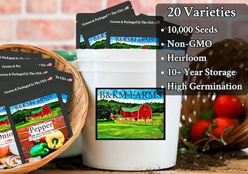 Beginner Survival Seed Vault: 10,000+ Heirloom & Non-GMO Seeds (20 Easy to Grow Varieties) by B&KM Farms - Image 3